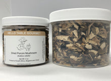 Load image into Gallery viewer, Dried porcini kibbles in 2oz and 4 oz PET jars. Dried porcini pieces in 2 oz and 4 oz jars. Porcini mushroom
